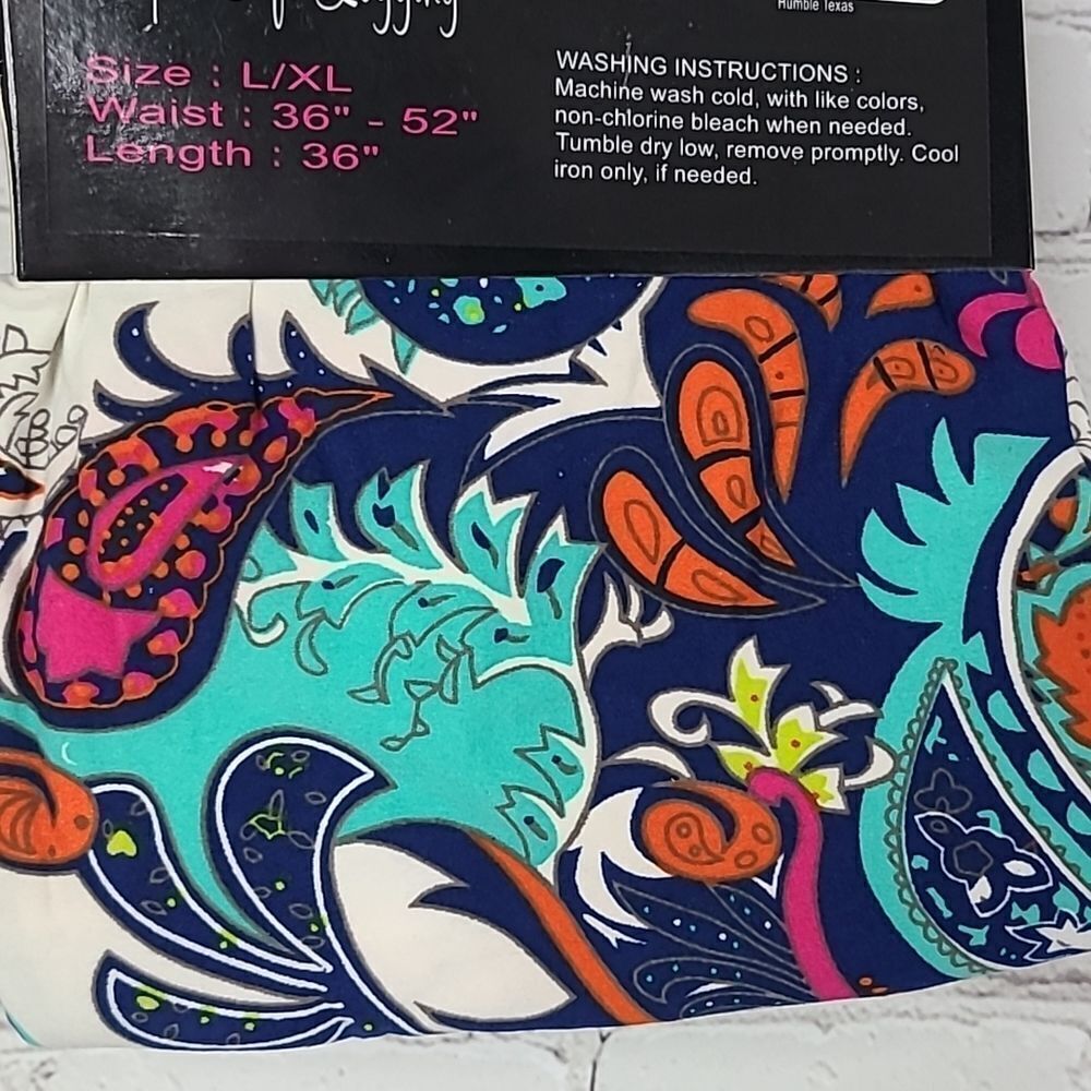 Psychedelic Paisley Leggings High Waist Stretch Pants L/XL NWT Super Soft Boho - Picture 5 of 5